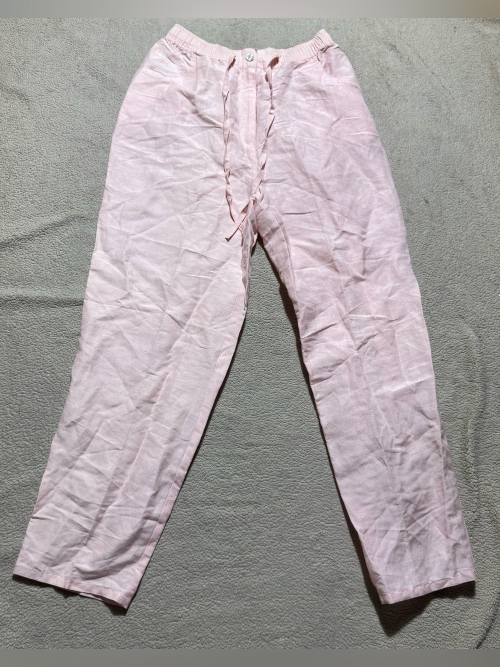 Silk Land Pants Womens Medium Pink Silk Linen Blend Beach Resort Outdoor Summer